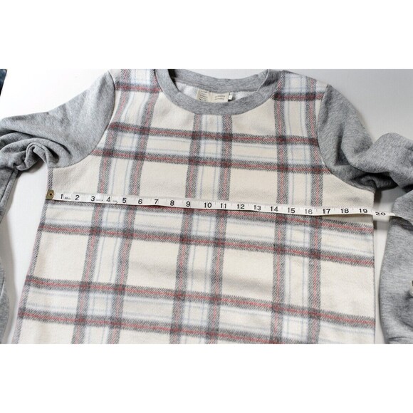 Anthropologie Saturday Sunday Plaid Gray Cropped Sweater Small - Picture 6 of 8